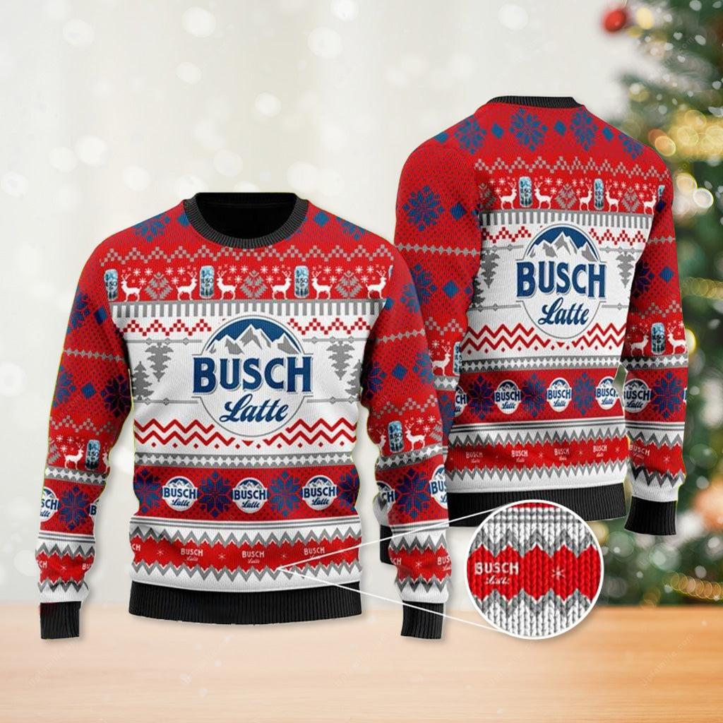 Busch Light Ugly Sweater, Busch Latte 3D Funny Ugly Christmas Sweater
