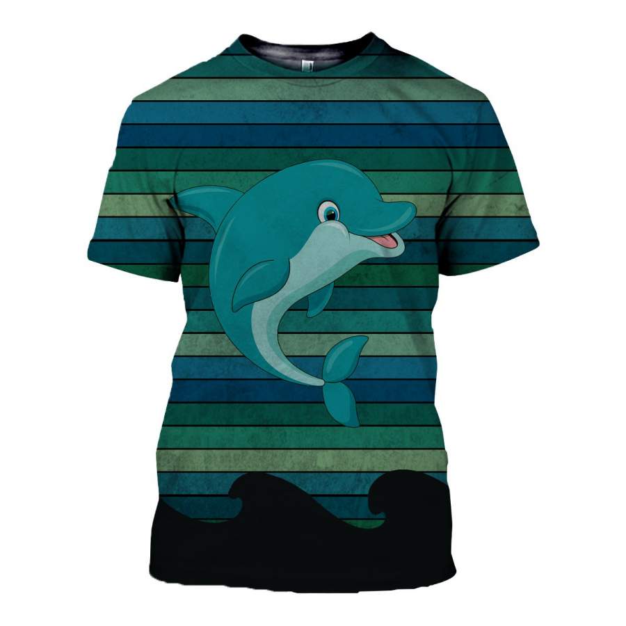 3D All Over Printed Dolphin Vintage T Shirt Hoodie 2522019