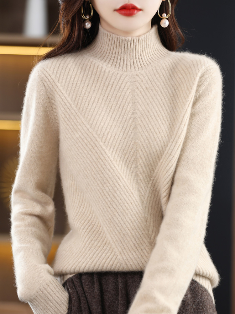 Cashmere Sweater Women Knitted Sweater 100% Merino Wool Turtleneck Long Sleeve Pullover Autumn Winter Clothing Jumper Top Female alx