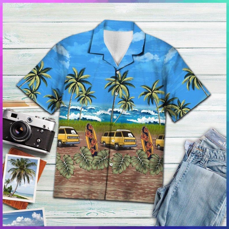 Tropical Camping Car Multicolor Nice Design Hawaii Shirt Ha8916