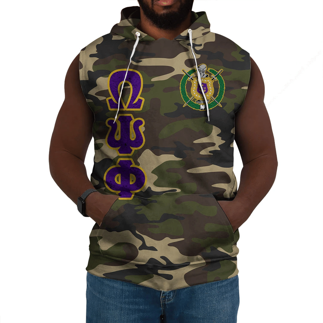 Fraternity Hoodie – Personalized Omega Psi Phi Camouflage Sleeveless Hoodie