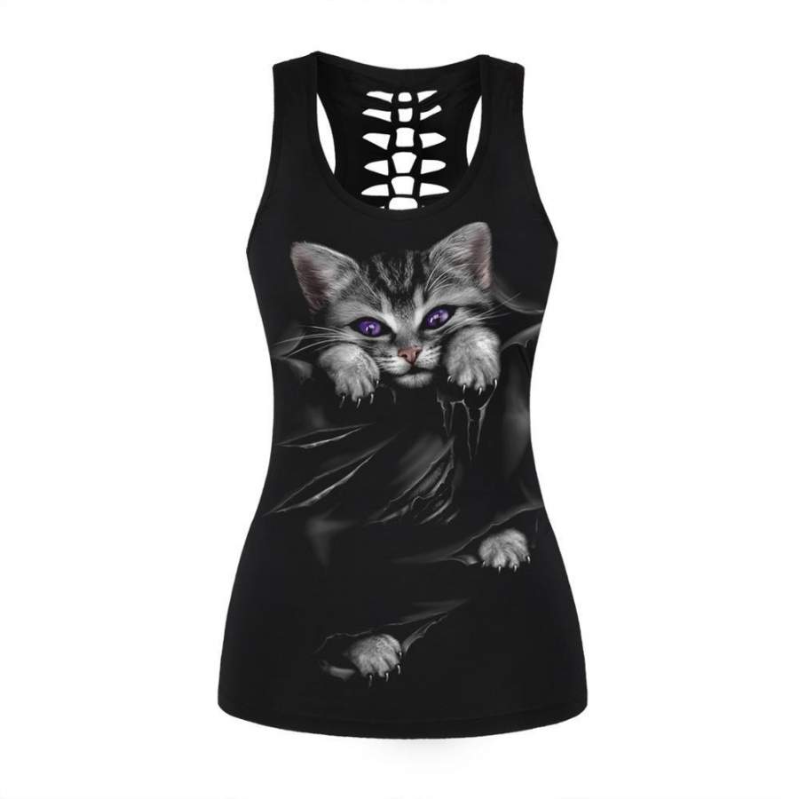 RIMIUT 2017 New Arrival 3D Animal Cat Printing Women’s Fashion T-shirt Skull Flower Punk Girl Lady Night Party Tops Tee Shirts