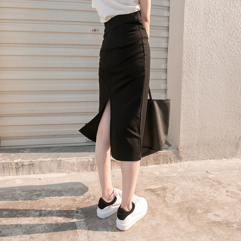 2021 Hip skirt, half-length skirt, spring and summer high waist mid-length skirt, female skirt, split ends, thinner step alx