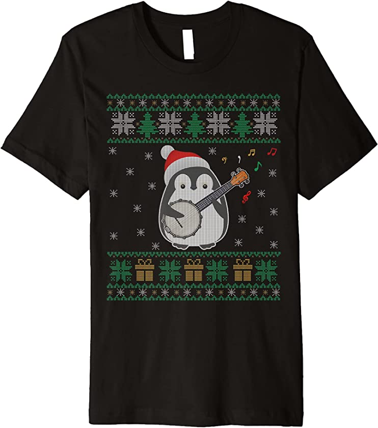 Banjo Ugly Christmas Sweater Penguin Xmas Family Matching Premium T-Shirt