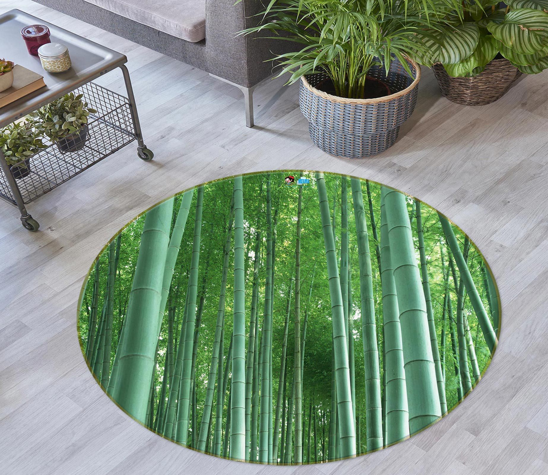 3D Bamboo Forest 73012 Round Rug – Round Carpet Home Decor