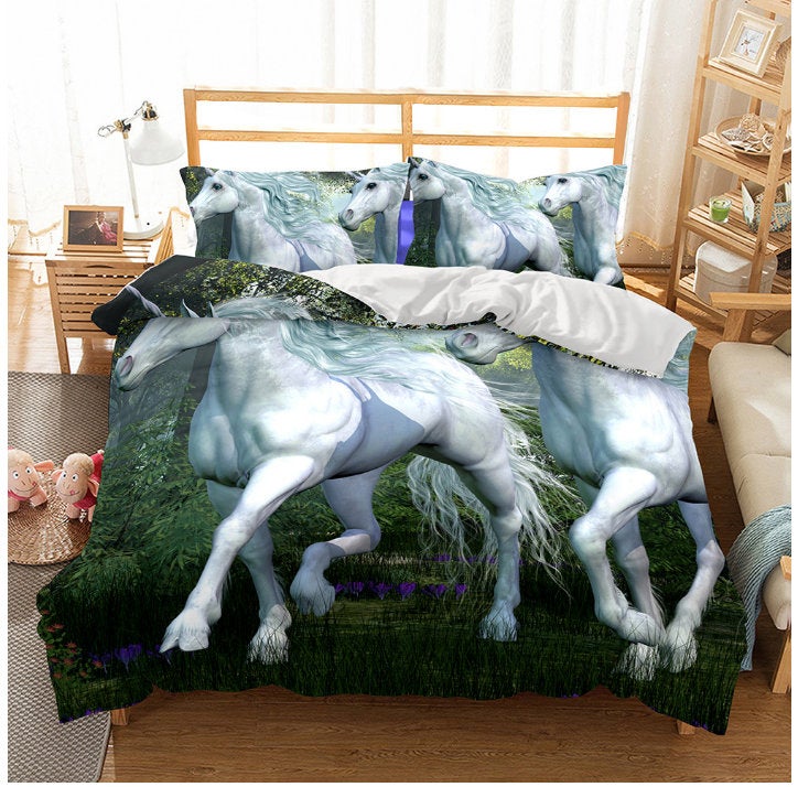 3D Cartoon Kids Unicorn Bedding Set Quilt Cover Quilt Duvet Cover ,Pillowcases Personalized  Bedding,Queen, King ,Full, Double 3 Pcs