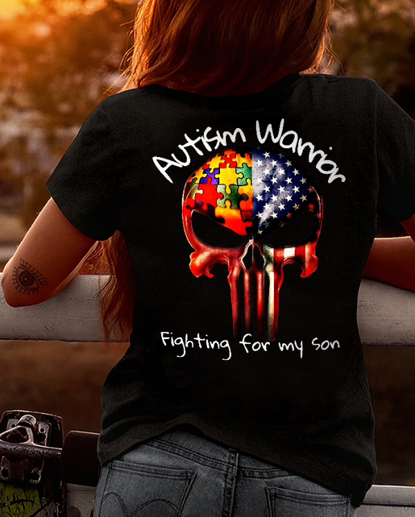 Autism Warrior Fighting For My Son Unisex T-Shirt For Men Women Autism Awareness Shirts Gifts Ht