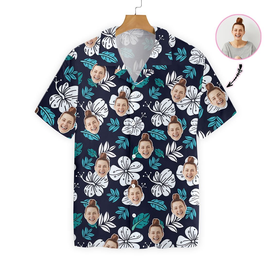 Funny Custom Face Floral Pattern Seamless 01 2710 Hawaii Shirt Ha89200