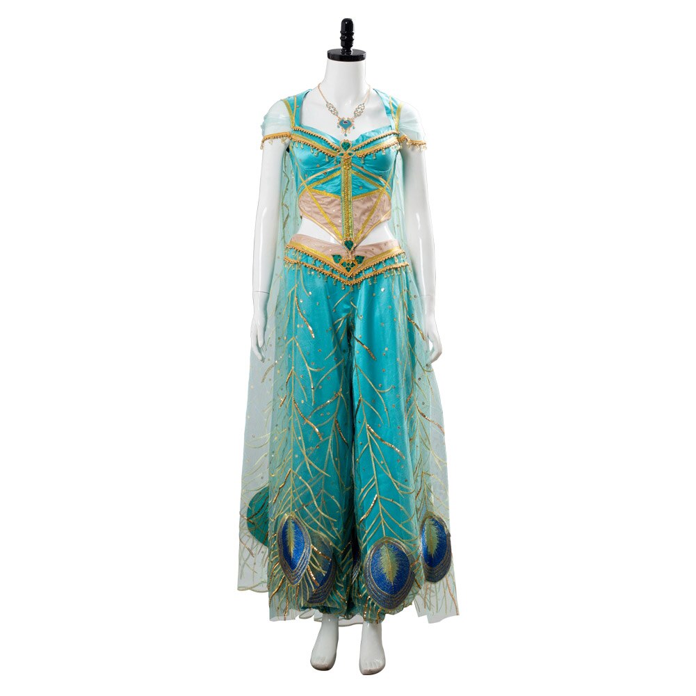 The Movie Aladdin Princess Cosplay Jasmine Dress Cosplay Costume Gown Outfits Halloween Carnival Suit alx