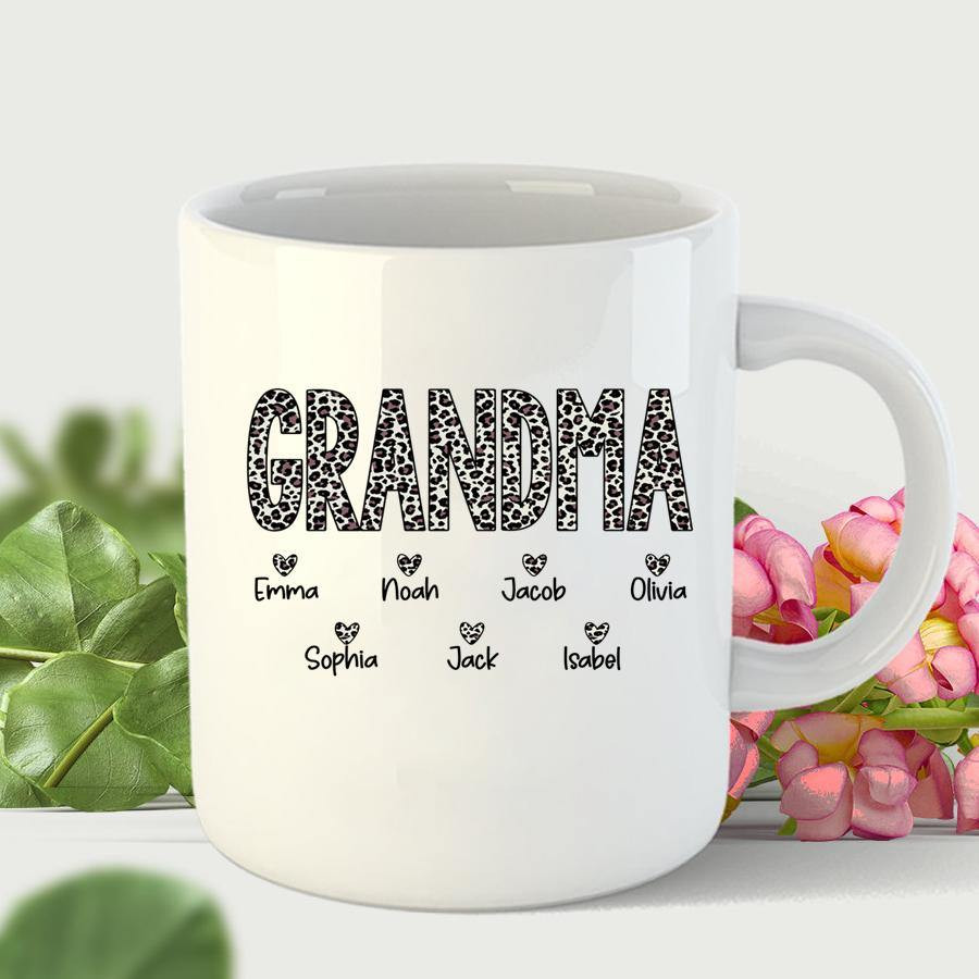 Grandma With Grandkids Leopard Mug