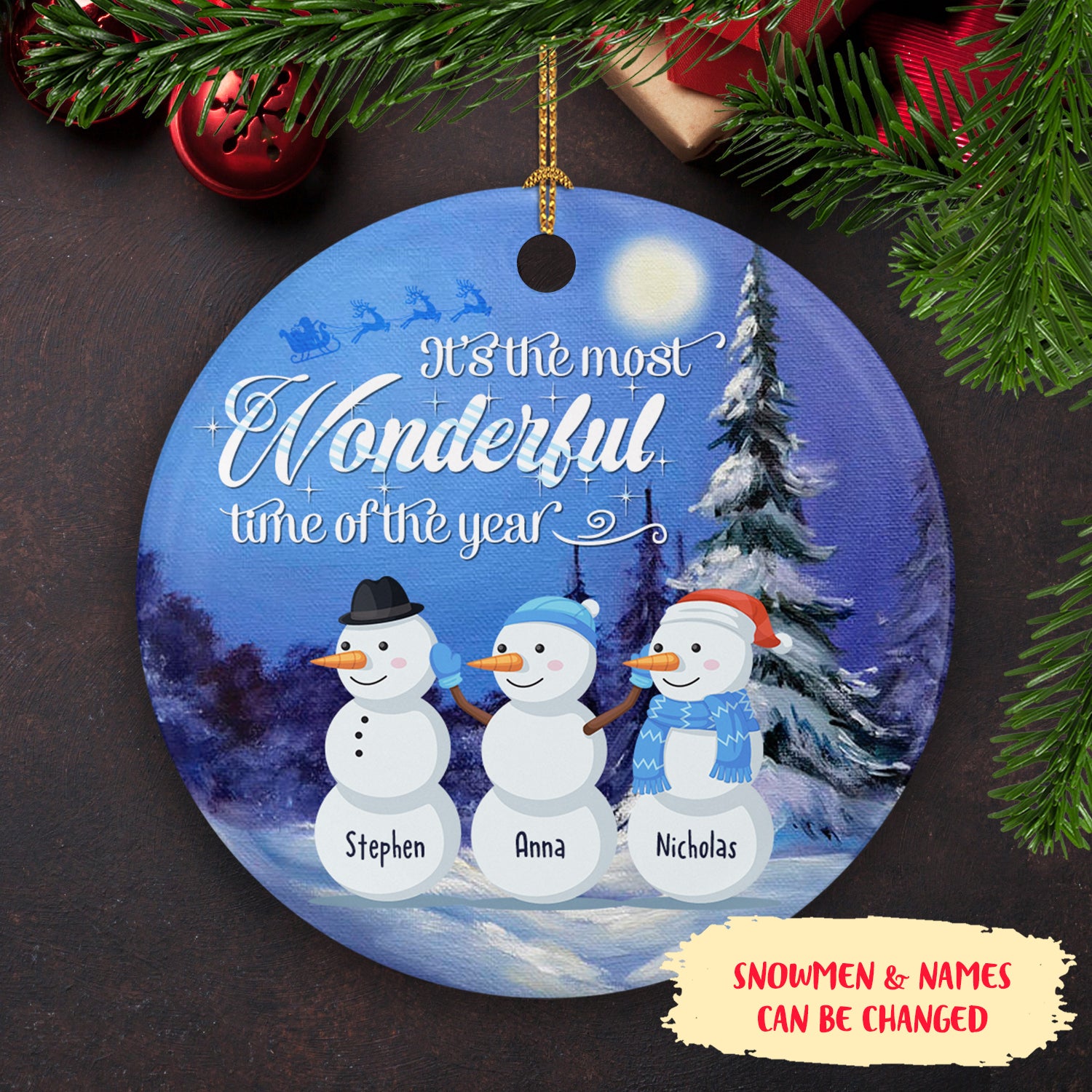 Wonderful Time – Personalized Ceramic Christmas Ornaments – Ornaments For Friends