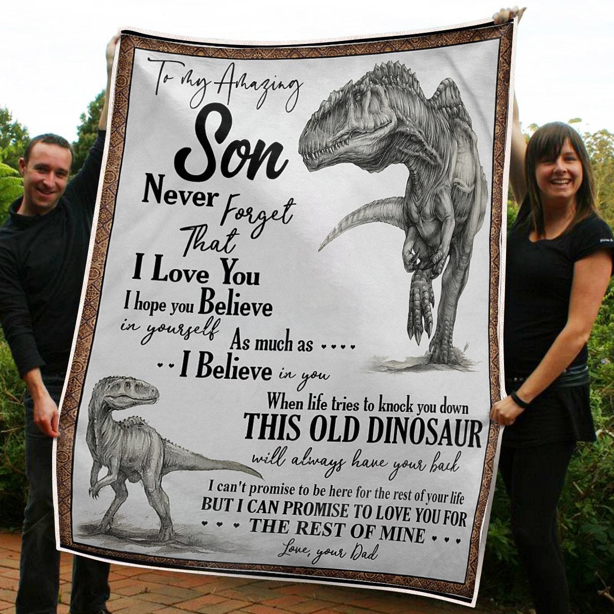 To My Daughter Blanket Dinosaurs Believe In Yourself Gift From Dad Fleece Blanket Gift Dad