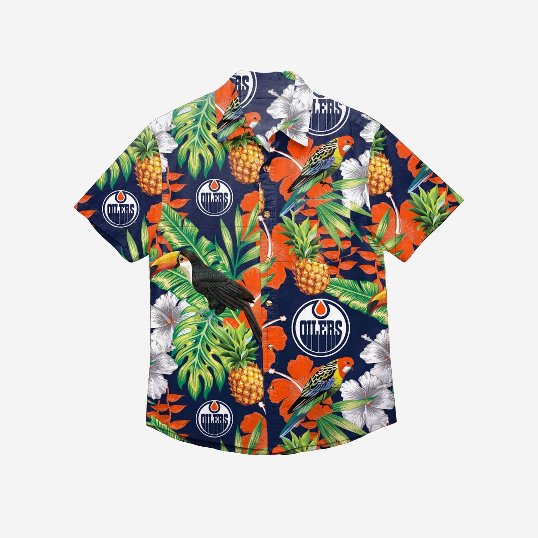 Edmonton Oilers Floral Button Up Hawaii Shirt Ha95597