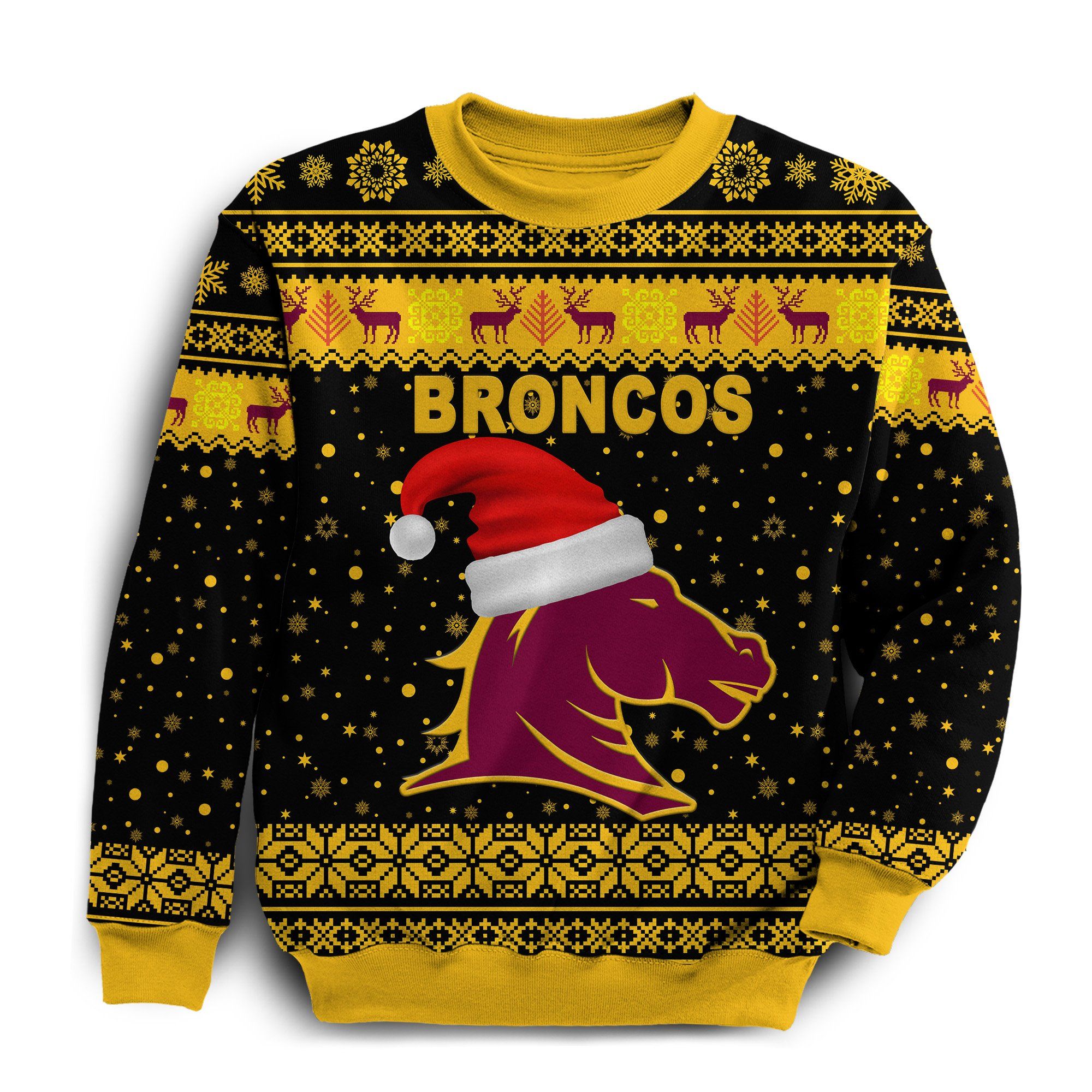 Brisbane Sweatshirt Broncos Christmas Unique Vibes - Black K8