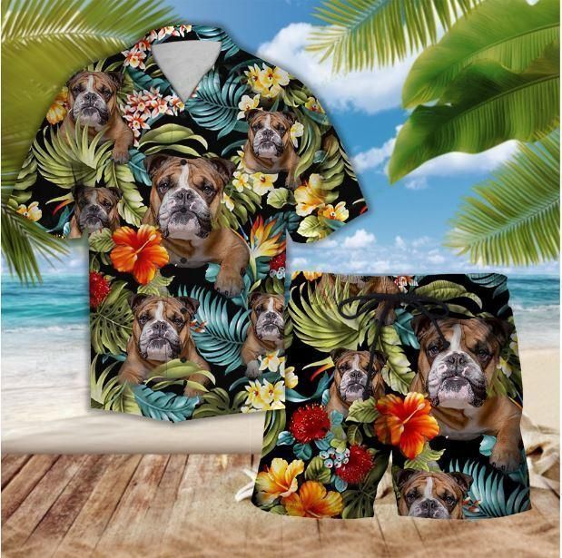 Floral Bulldog Unisex Hawaiian Shirt Beach Summer Hawaiian Ha63427