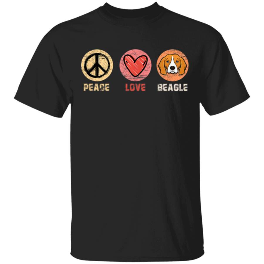 Retro Vintage Peace Love Beagle Dog Tshirt Dog Lover Gift TShirt