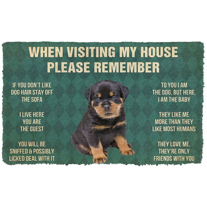 Waybackapparel Please Remember Rottweiler Puppy Dogs House Rules Custom 3D Doormat