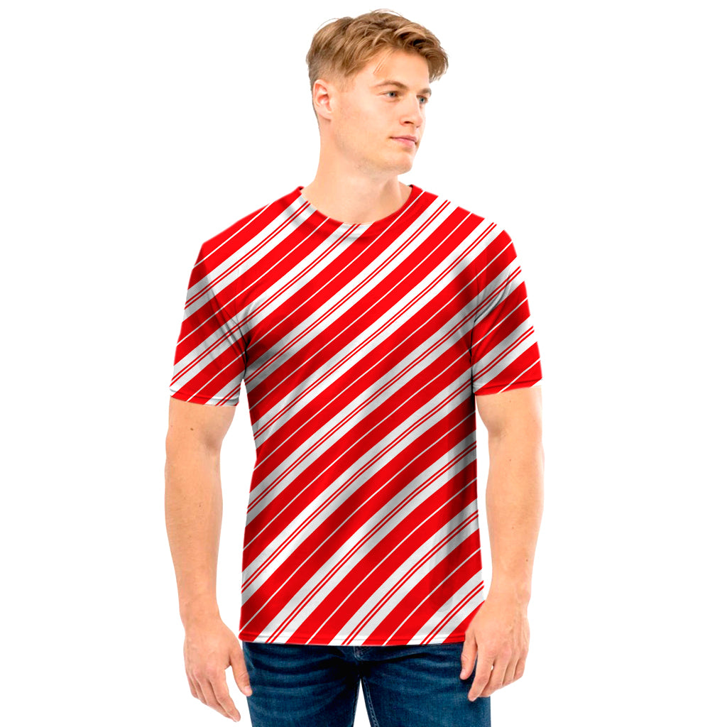 Candy Cane Stripes Pattern Print Men’S T-Shirt