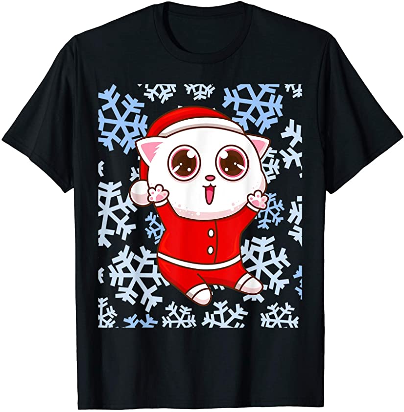 Very Cute Looking Christmas Kitten Girls T-Shirt