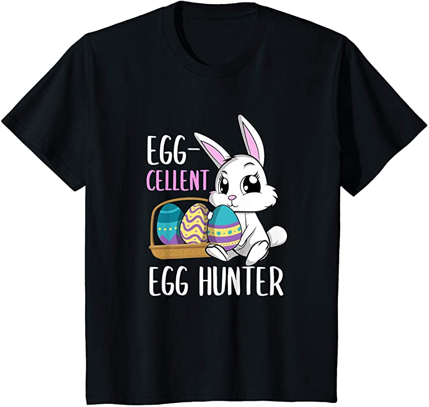 Kids Egg-Cellent Egg Hunter Cute Rabbit Toddler Girl Easter Bunny T-Shirt