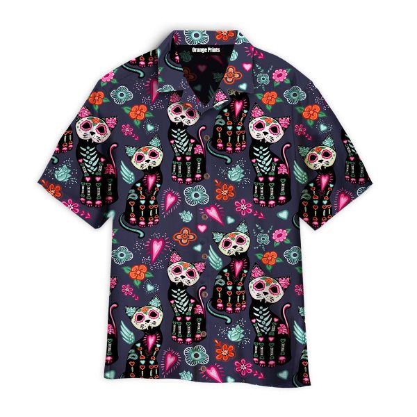 Black Cat Day Of The Dead Hawaii Shirt For Men Women Ha84445