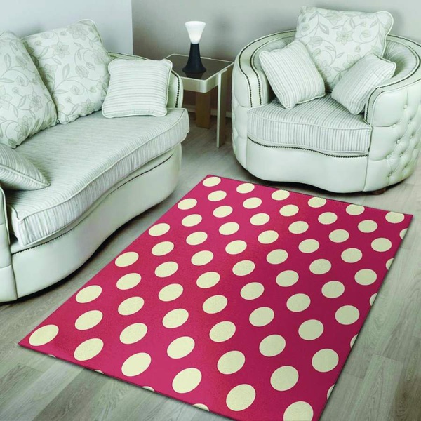 Vintage Red Polka Dot Area Rug