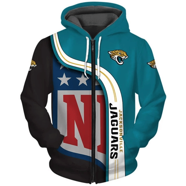 Jacksonville Jaguars Curved Stripes 14 Unisex 3D Hoodie Gift For Fans