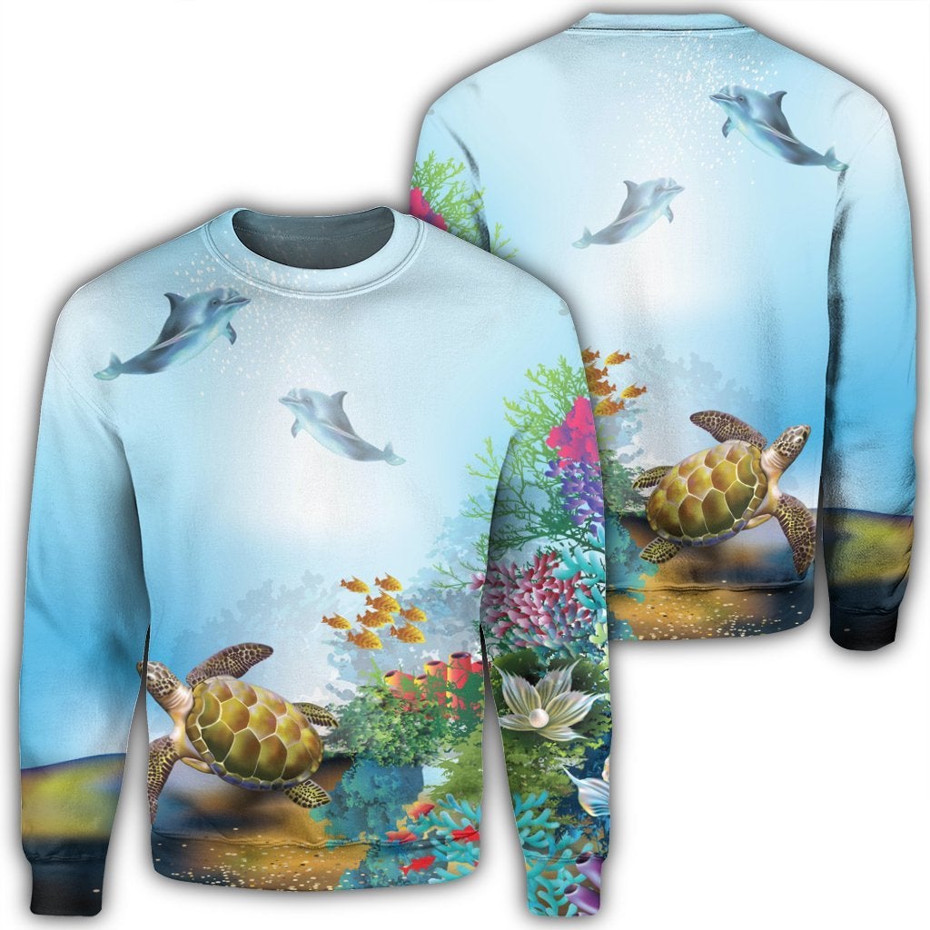 Hawaiian Turtle Dolphin In The Ocean Polynesian Sweatshirt – Ah