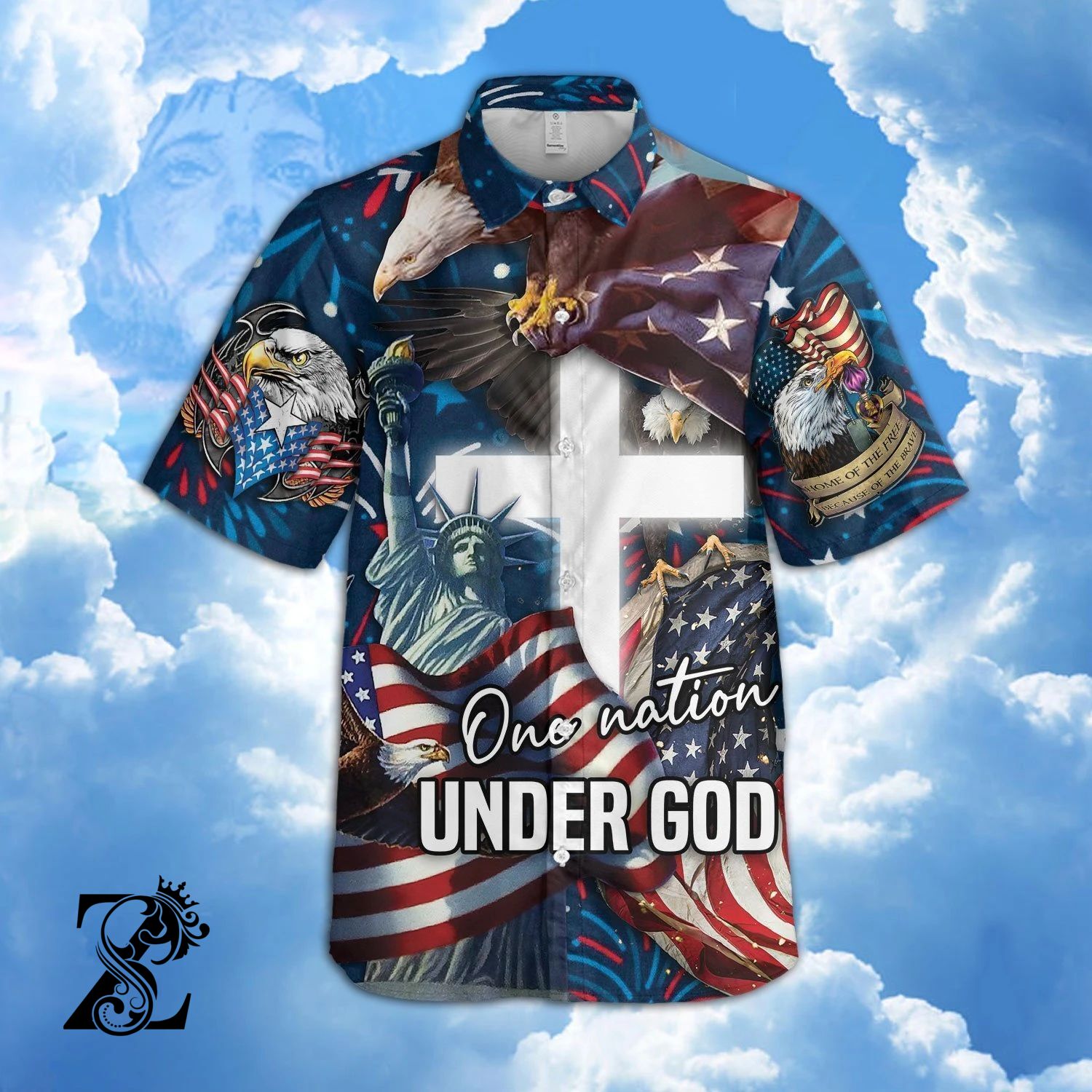 Zides-Sport Jesus One Nation Under God Hawaiian Shirt