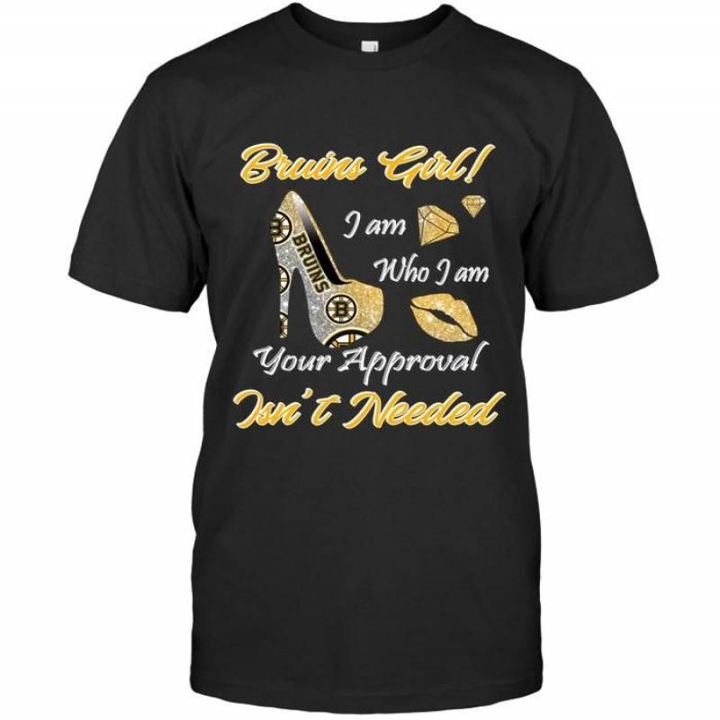 Boston Bruins Girl I Am Who I Am Your Approval Isn’T Needed High Heel Lips Diamond Glitter Pattern T Shirt – Gearpenguin.com