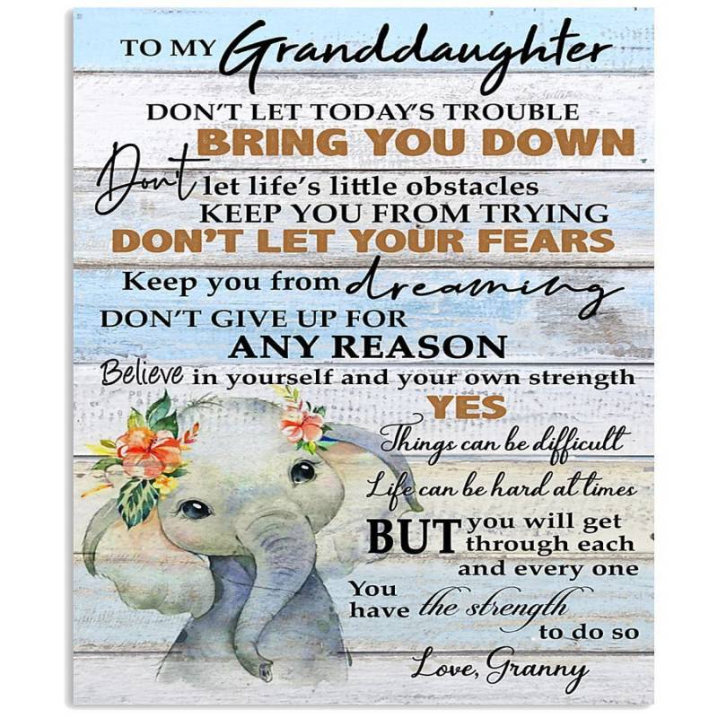 Lovely Elephant Messages From Grammy Gift For Granddaughter Vertical Poster