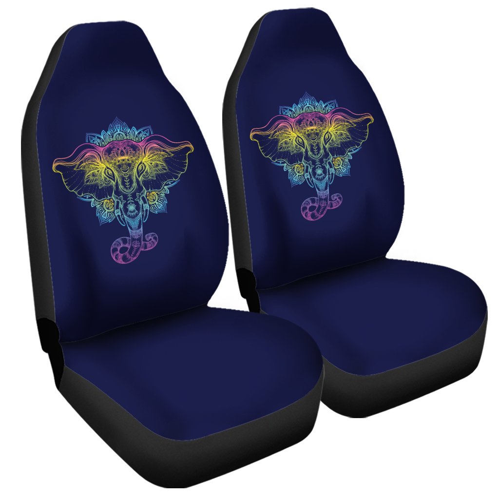 Rainbow Indian Elephant Print Universal Fit Car Seat Covers