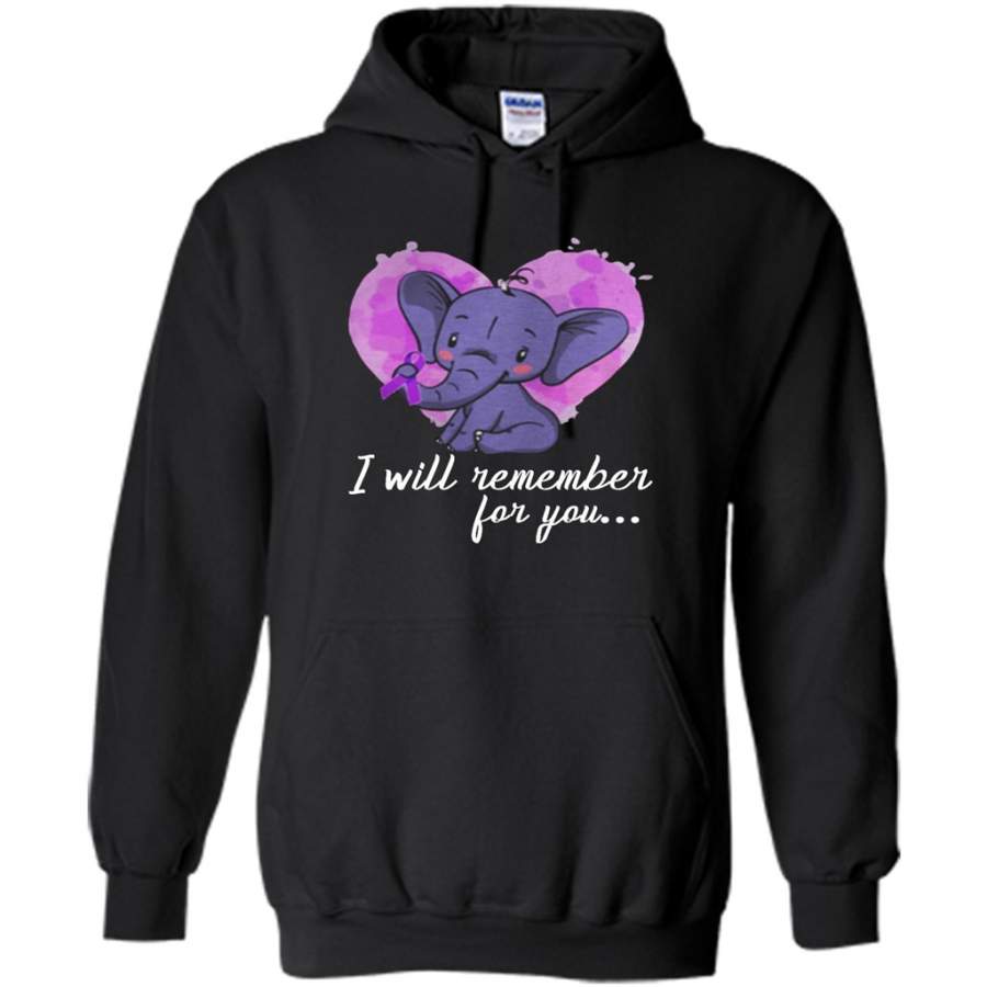 Baby Elephant Alzheimers Heart I Will Remember For You – Gildan Heavy Blend Hoodie