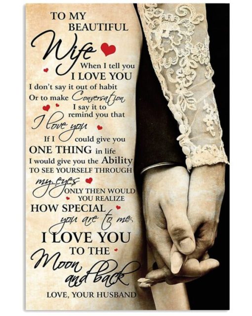 Canvas Poster To My Beautiful Wife I Love You Wedding Gift Gift For Wife Housewarming Gift Gift For Family Home Decor