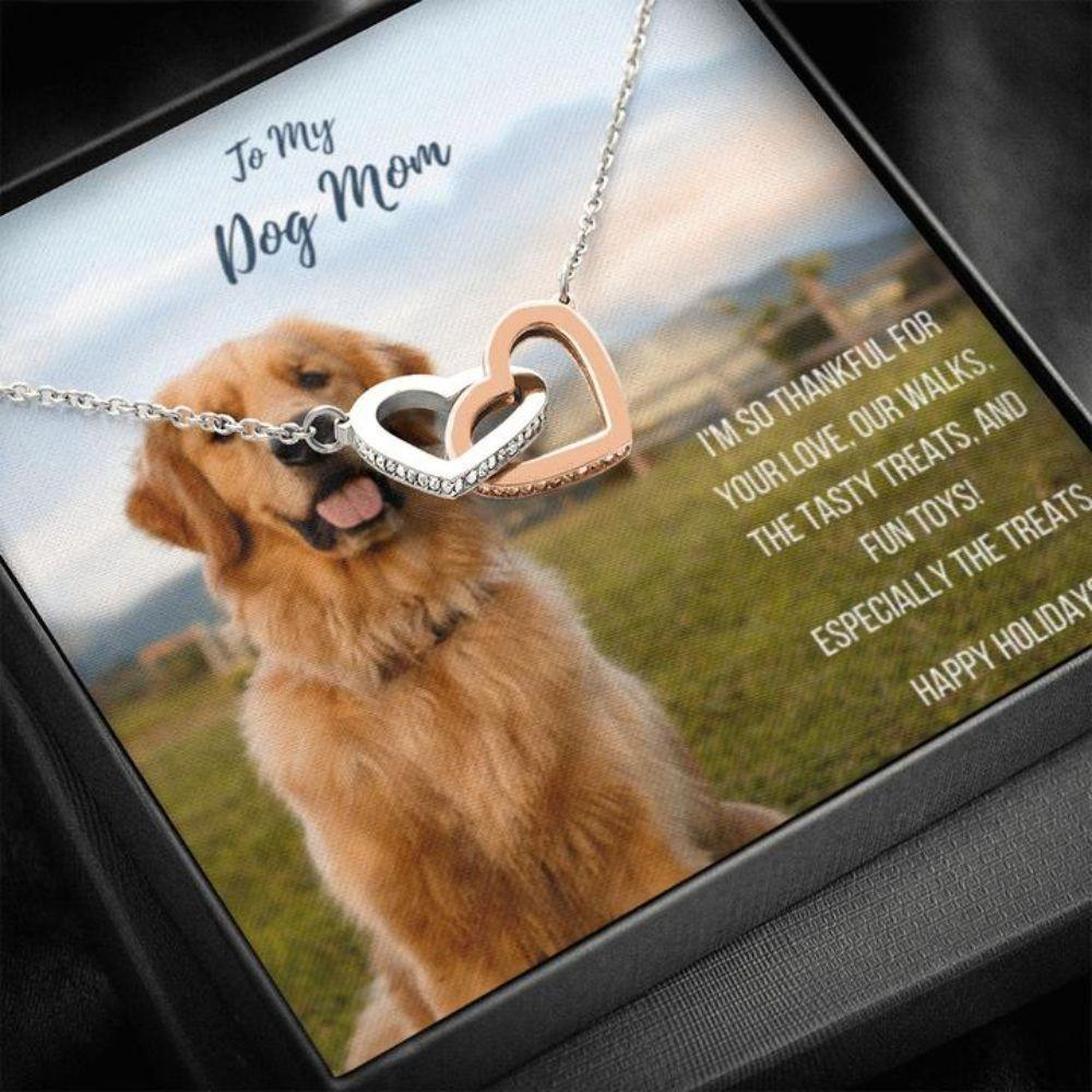 Dog Happy Holidays Gift Golden Retriever Dog Mom Necklace – Mother Two Hearts Necklace 0921