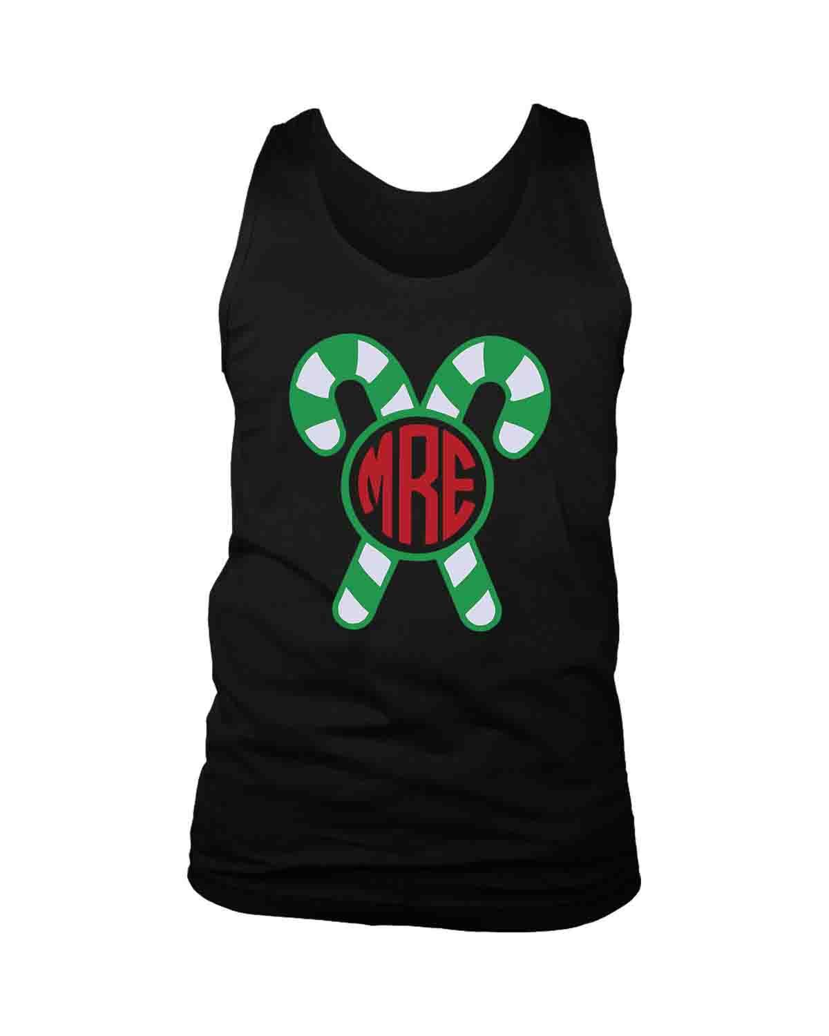 Candy Cane Christmas Holiday Monogram Men’S Tank Top