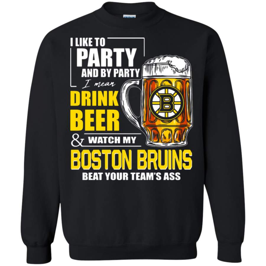 AGR I Like To Drink Beer & Watch My Boston Bruins Ice Hockey Sweatshirt