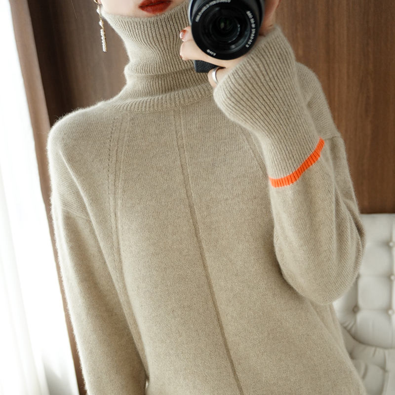 Super Warm Women 100% Wool Sweaters And Pullovers Winter Turtleneck Thicken Solid Color Soft Tops Female Casual Loose Jumper alx