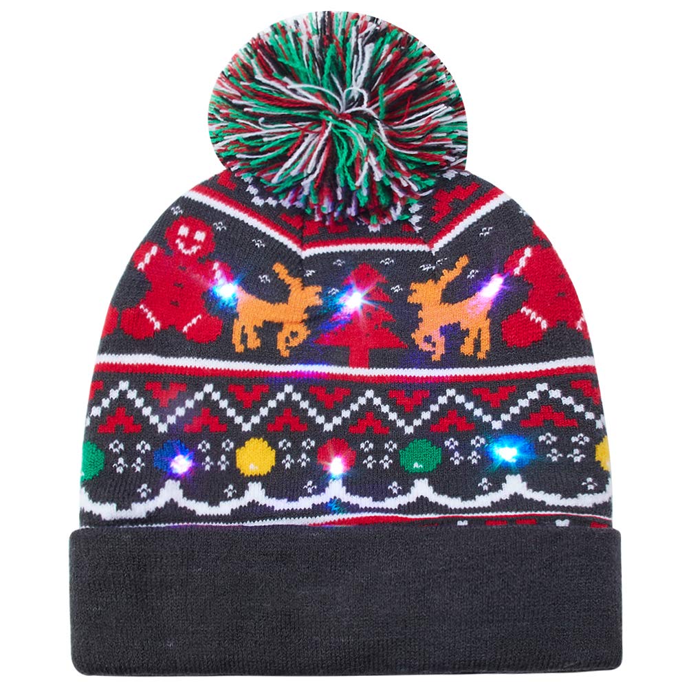 2019 Men Women Led Light Up Beanie Hat Reindeer Knit Cap For Christmas Ugly Sweater Beanies