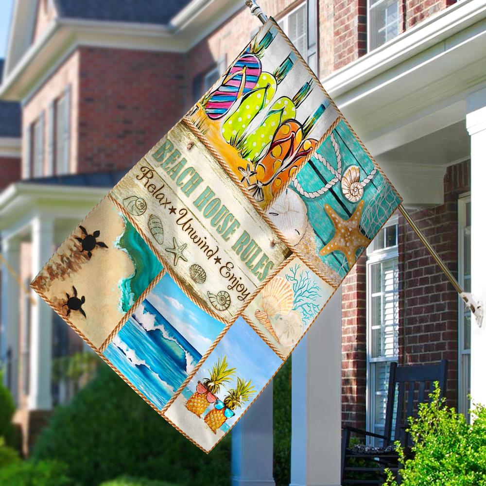 Beach House Rules Relax Unwind Enjoy Beach House Garden Flag