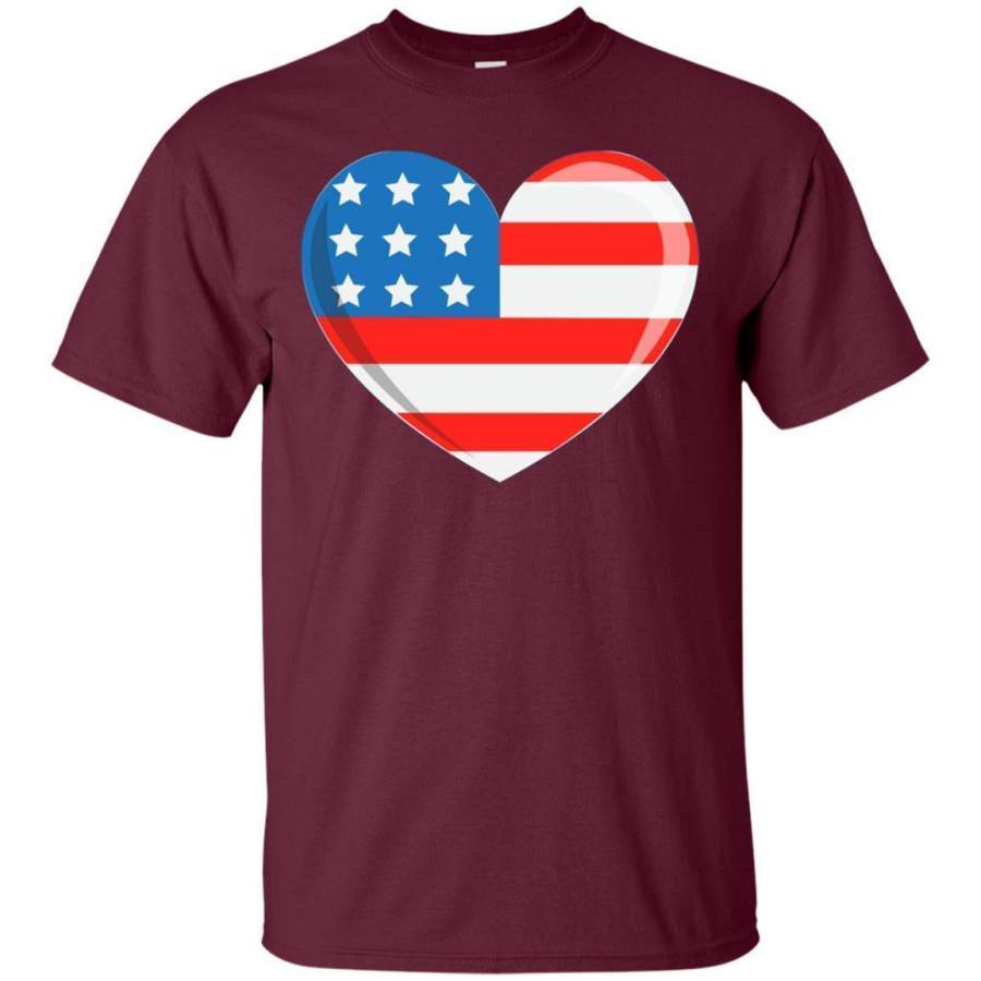 AGR Heart American Flag Ls T-shirt America Graphic 4th Of July