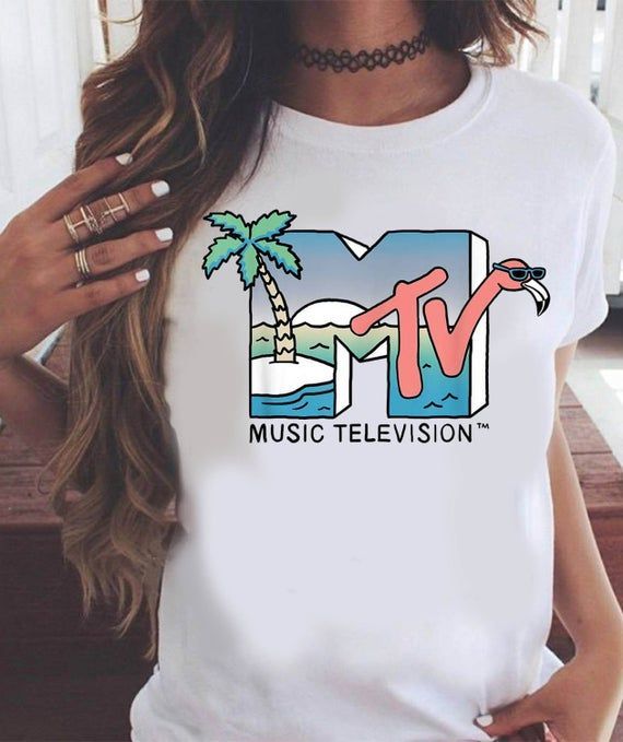 Mtv Beach Island Flamingo Logo Vintage Graphic Shirt Summer Shirt