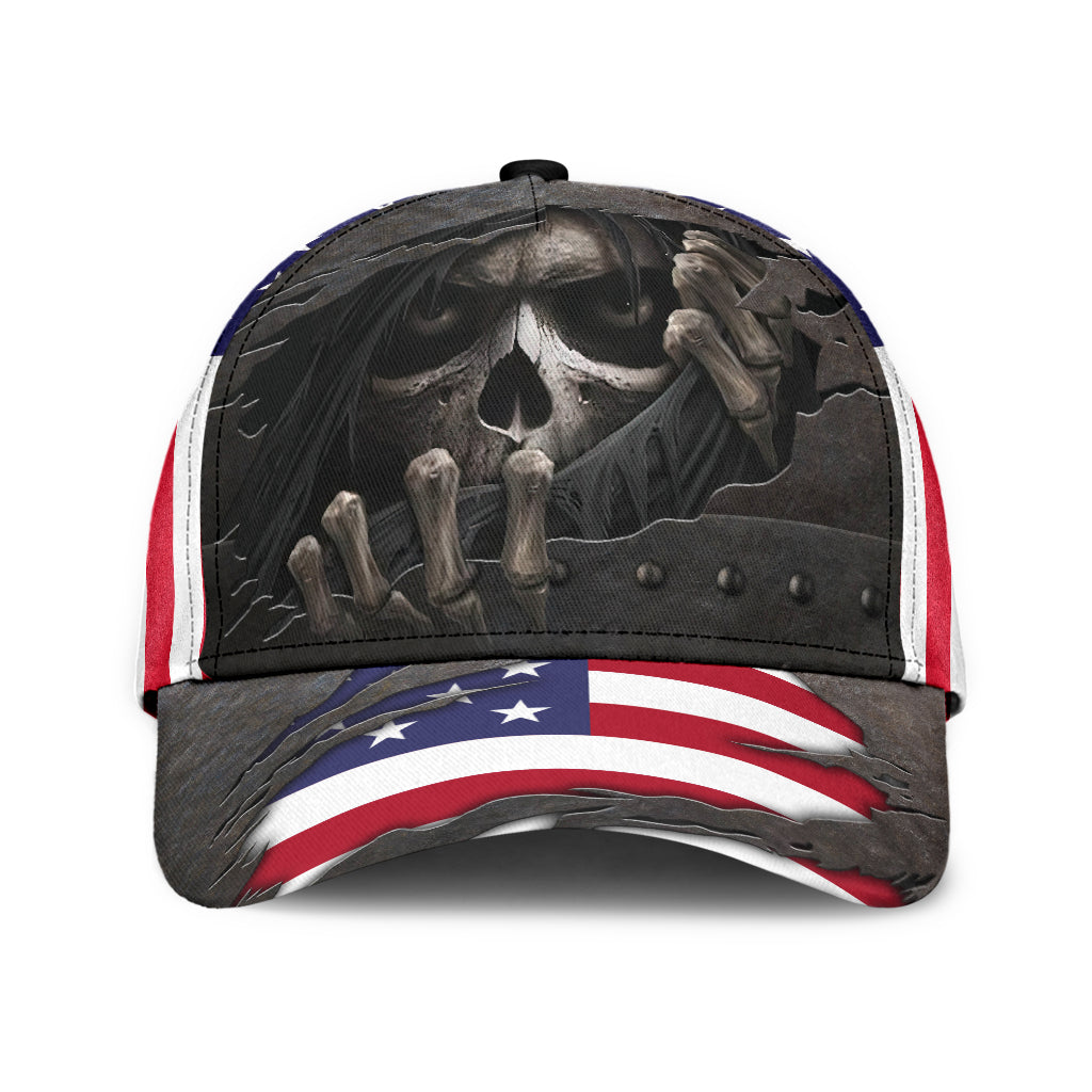 3D All Over Printed Skull Cap Hat With American Flag Pattern Baseball Skull Cap