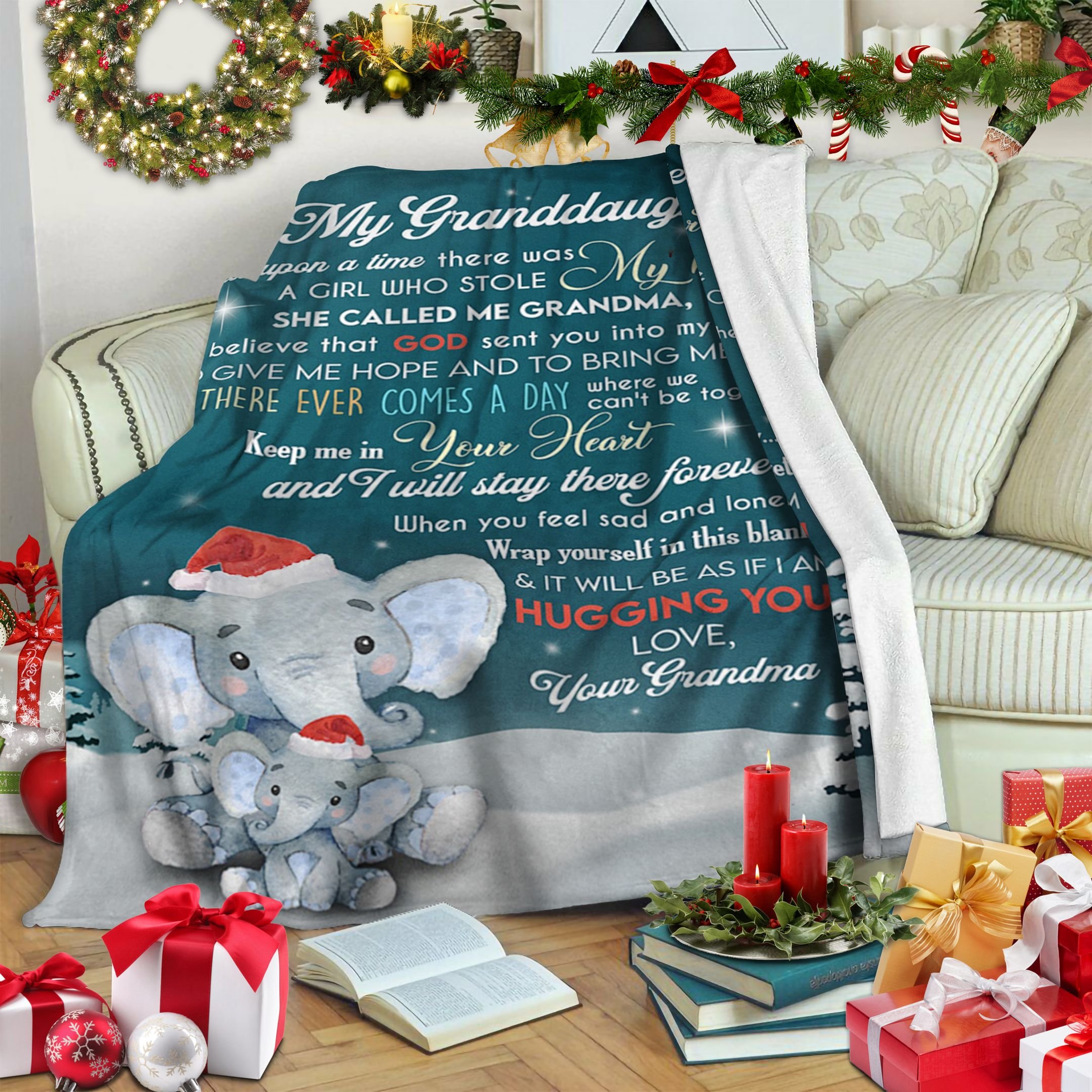 Personalized Elephant From Grandma To My Granddaughter Give Me Hope And Bring Me Joy Fleece Blanket Meaningful Gifts For Her Great Customized Gifts For Birthday Christmas Thanksgiving Graduation