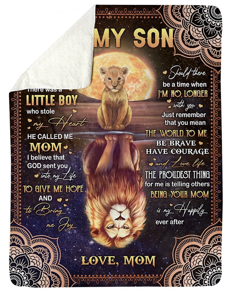 You Mean The World To Me Lion Reflection Fleece Blanket Mom Gift For Son Sherpa Blanket