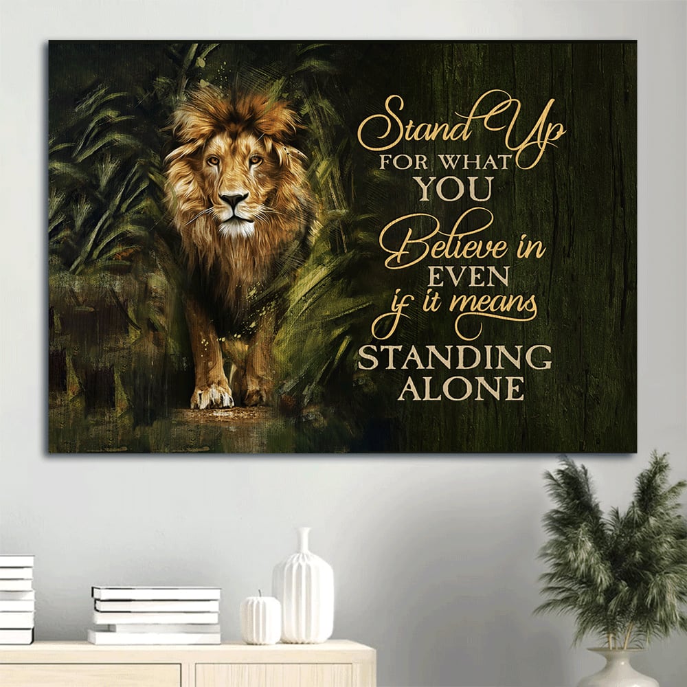 Awesome Lion Lion Drawing Canvas Stand Up For What You Believe In Canvas Wall Art – Christian Wall Decor