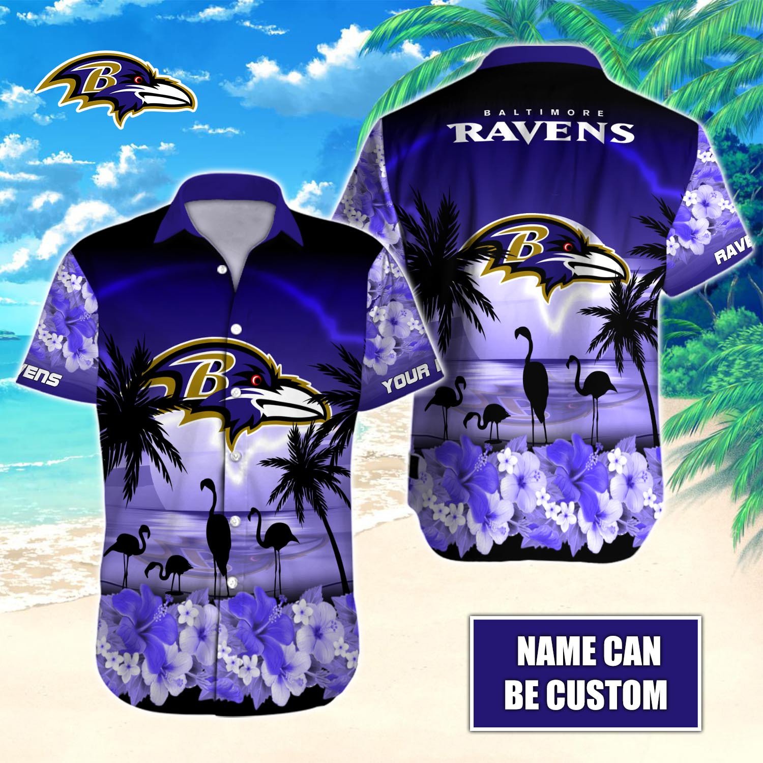 Baltimore Ravens Custom Name Hawaiian Shirt T-40718