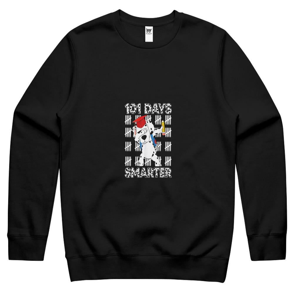 101 Days Of School Dalmatian Dog 100 Days Smarter Teacher Crewneck Sweatshirt