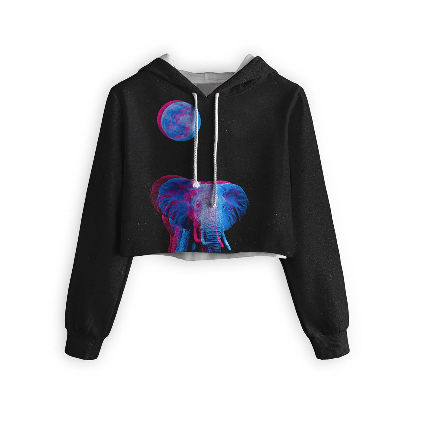 Moon Elephant Cropped Hoodie