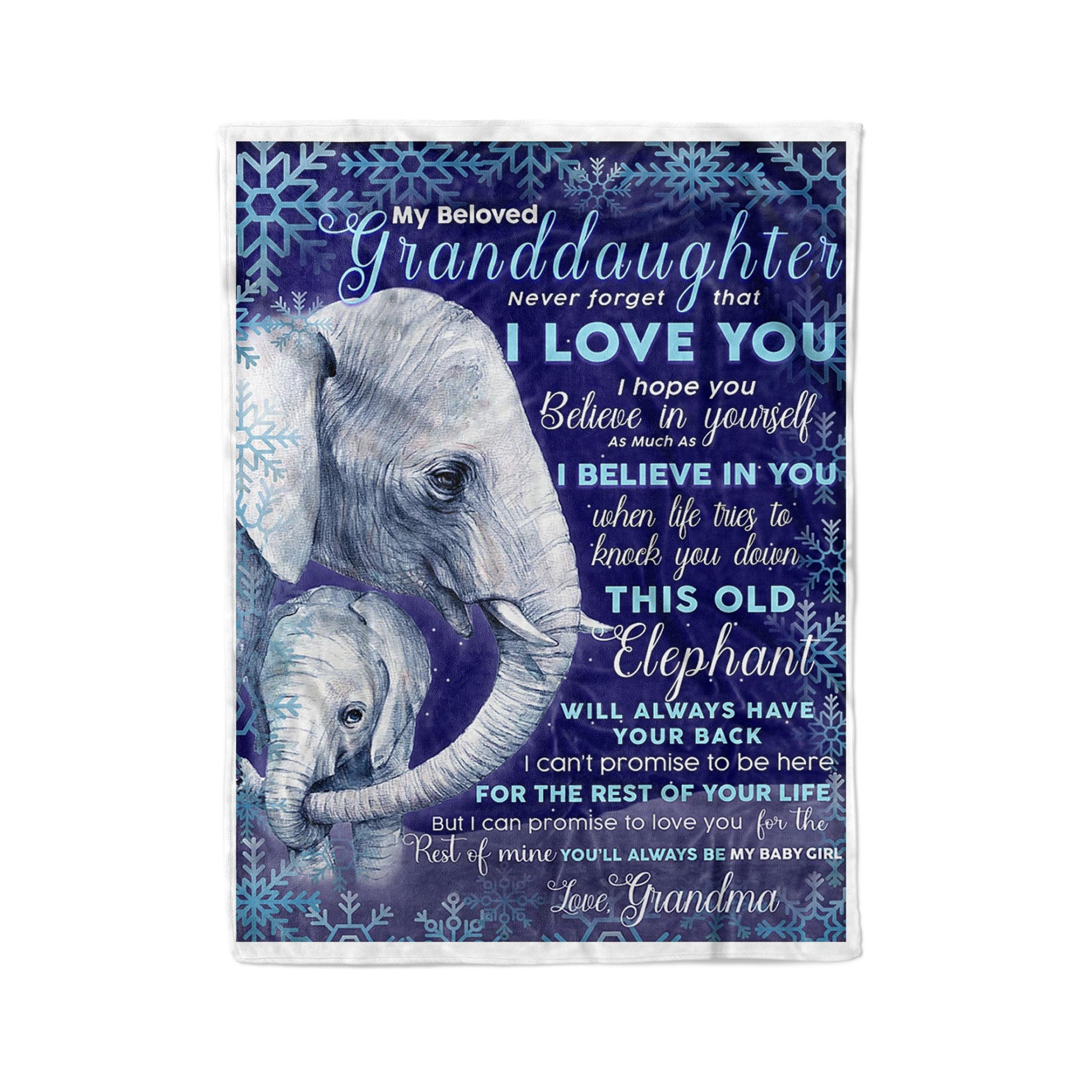 Granddaughter Elephant Christmas – Fleece Blanket